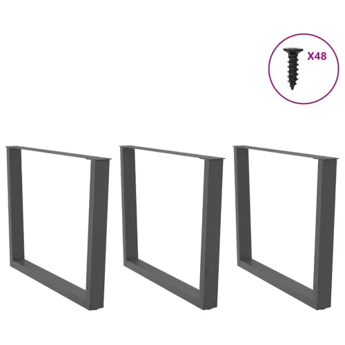 3 db antracitszürke étkezőasztal láb V-alakú 100 x (72-73,3) cm acél étkezőasztal láb