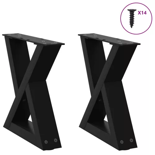  2 db fekete acél dohányzóasztal láb 30 x (30-31,3) cm