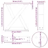  2 db fekete acél dohányzóasztal láb 30 x (30-31,3) cm
