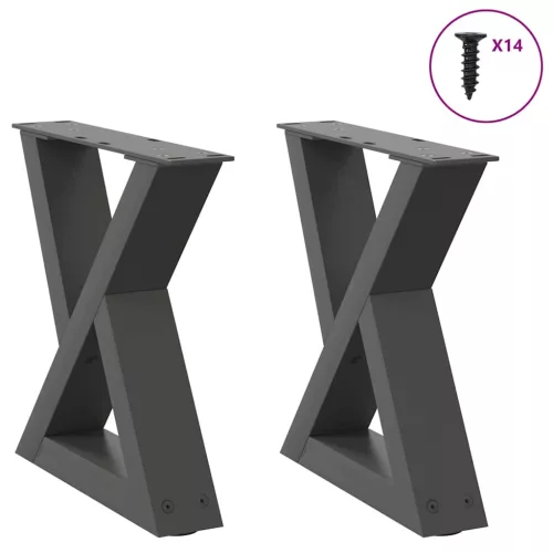  2 db antracitszürke acél dohányzóasztal láb 30x(30-31,3) cm