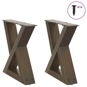    2 db natúr acél dohányzóasztal láb 40 x (30-31,3) cm acél