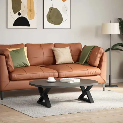  2 db fekete acél dohányzóasztal láb 50 x (30-31,3) cm
