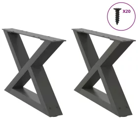    2 db antracitszürke acél dohányzóasztal láb 50 x (30-31,3) cm