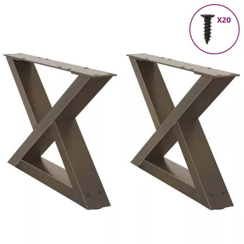  2 db natúr acél dohányzóasztal láb 50 x (30-31,3) cm acél