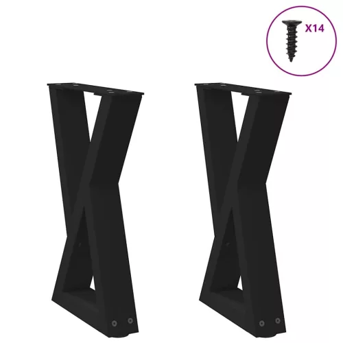  2 db fekete acél dohányzóasztal láb 38 x (42-43,3) cm