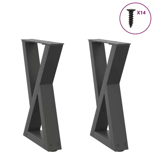 2 db antracitszürke acél dohányzóasztal láb 38x(42-43,3) cm
