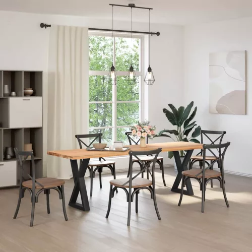  2 db fekete acél étkezőasztal láb 60 x (72-73,3) cm
