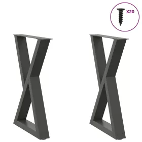    2 db antracitszürke acél étkezőasztalláb 60x(72-73,3) cm