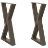  2 db natúr acél étkezőasztal láb 60 x (72-73,3) cm acél
