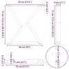  2 db fekete acél étkezőasztal láb 70 x (72-73,3) cm
