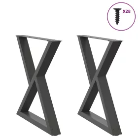    2 db antracitszürke acél étkezőasztalláb 70x(72-73,3) cm