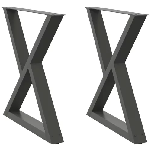  2 db antracitszürke acél étkezőasztalláb 70x(72-73,3) cm