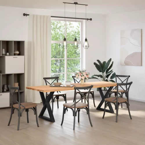  2 db fekete acél étkezőasztal láb 80 x (72-73,3) cm