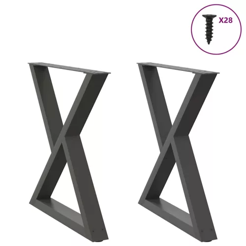  2 db antracitszürke acél étkezőasztalláb 80x(72-73,3) cm