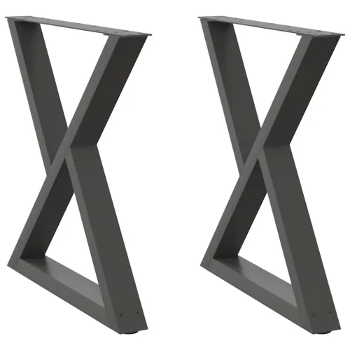  2 db antracitszürke acél étkezőasztalláb 80x(72-73,3) cm