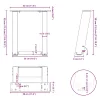  2 db U alakú fekete acél dohányzóasztal láb 30x(30-31) cm