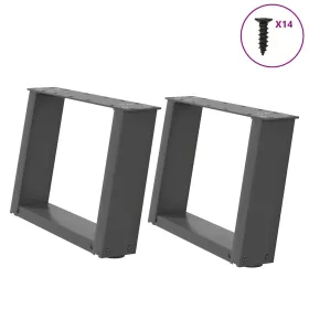    2 db antracitszürke U-alakú acél dohányzóasztal láb 40x(30-31) cm