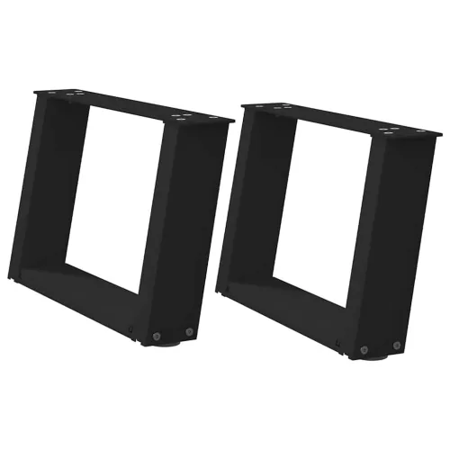  2 db fekete, U alakú acél dohányzóasztal láb 50 x (30-31) cm