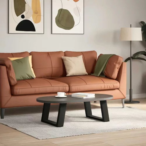  2 db fekete, U alakú acél dohányzóasztal láb 50 x (30-31) cm