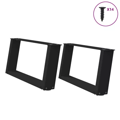  2 db U alakú dohányzóasztal láb fekete 60 x (30-31) cm acél dohányzóasztal láb