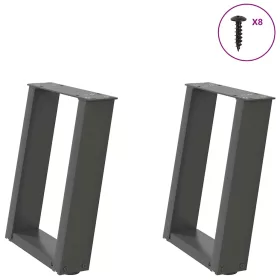    2 db antracitszürke U-alakú dohányzóasztal láb 28x(42-43) cm acél