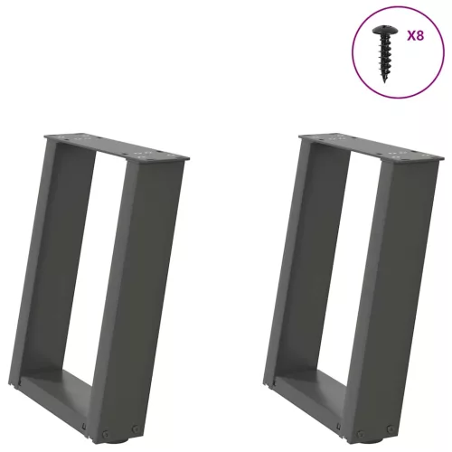  2 db antracitszürke U-alakú dohányzóasztal láb 28x(42-43) cm acél