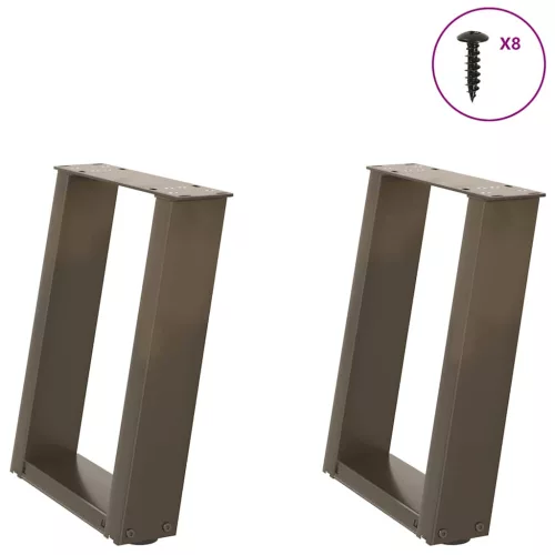  2 db U alakú natúr acél dohányzóasztal láb 28 x (42-43) cm