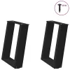  2 db fekete, U alakú acél dohányzóasztal láb 38x(42-43) cm