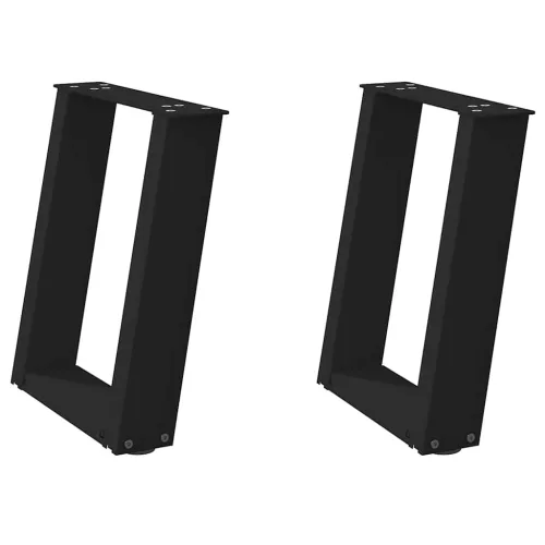  2 db fekete, U alakú acél dohányzóasztal láb 38x(42-43) cm