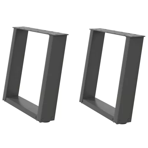  2 db antracitszürke, U alakú acél dohányzóasztal láb 50 x (42-43) cm