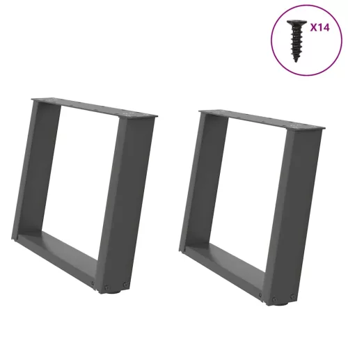  2 db antracitszürke, U alakú acél dohányzóasztal láb 60 x (42-43) cm