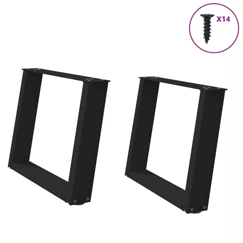  2 db U alakú dohányzóasztal láb fekete 70 x (42-43) cm acél dohányzóasztal láb