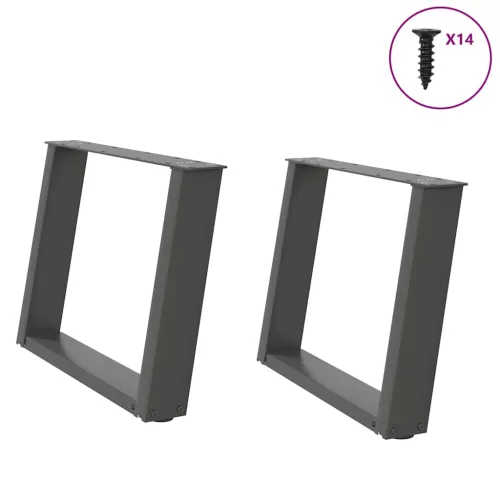 2 db antracitszürke, U alakú dohányzóasztal láb 70 x (42-43) cm acél