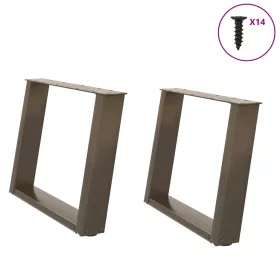    2 db U alakú natúr acél dohányzóasztal láb 70 x (42-43) cm