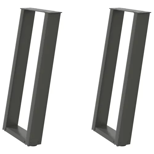  2 db antracitszürke U-alakú acél konzolasztal láb 28x(72-73) cm