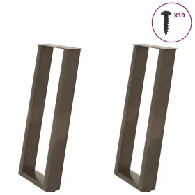    2 db U alakú natúr acél konzolasztal láb 28 x (72-73) cm
