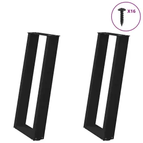    2 db fekete, U alakú acél konzolasztal láb 38 x (72-73) cm