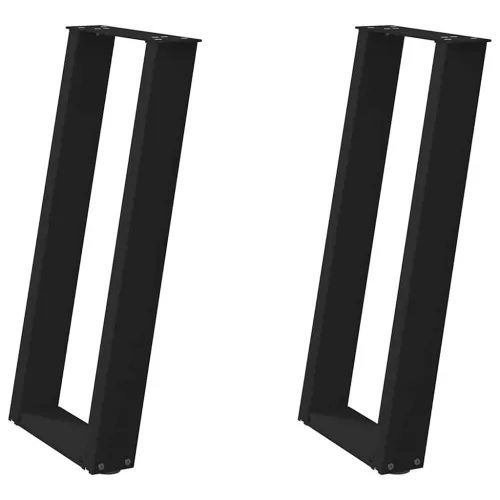  2 db fekete, U alakú acél konzolasztal láb 38 x (72-73) cm