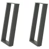  2 db antracitszürke U-alakú acél konzolasztal láb 38x(72-73) cm