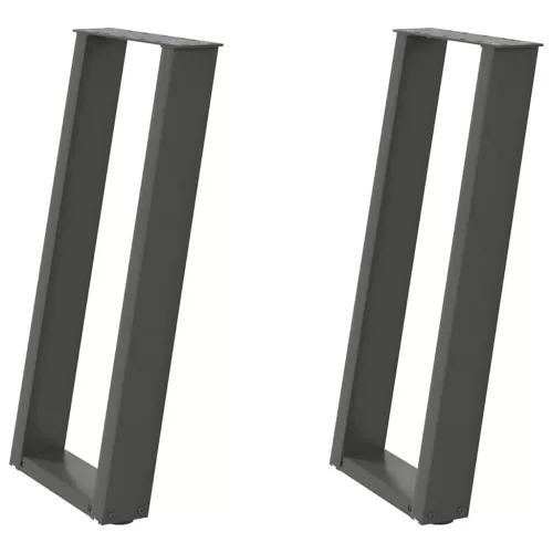  2 db antracitszürke U-alakú acél konzolasztal láb 38x(72-73) cm