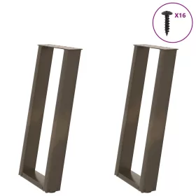  2 db U alakú natúr acél konzolasztal láb 38x(72-73) cm