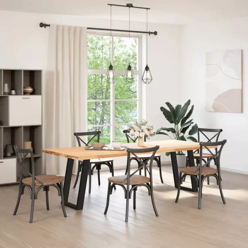  2 db U alakú étkezőasztal láb fekete acélból 50 x (72-73) cm