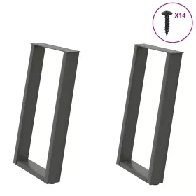    2 db antracitszürke, U alakú acél étkezőasztal láb 50 x (72-73) cm