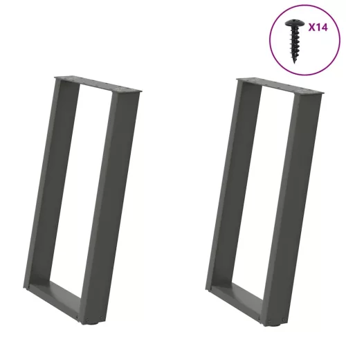  2 db antracitszürke, U alakú acél étkezőasztal láb 50 x (72-73) cm