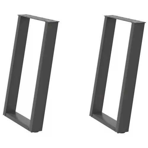  2 db antracitszürke, U alakú acél étkezőasztal láb 50 x (72-73) cm