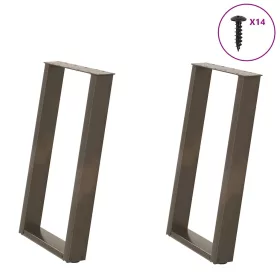    2 db U alakú étkezőasztal láb natúr acél 50x(72-73) cm
