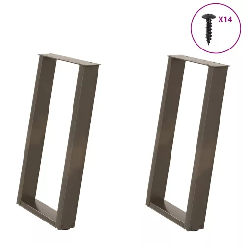  2 db U alakú étkezőasztal láb natúr acél 50x(72-73) cm