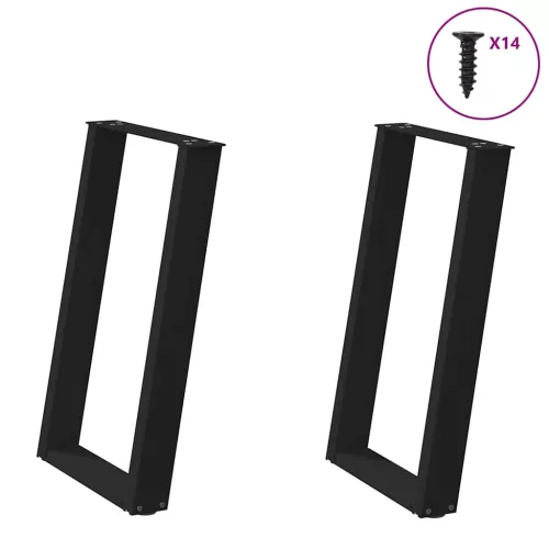  2 db U alakú étkezőasztal láb fekete 60 x (72-73) cm acél étkezőasztal láb