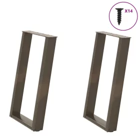    2 db U alakú étkezőasztal láb natúr acélból 60 x (72-73) cm