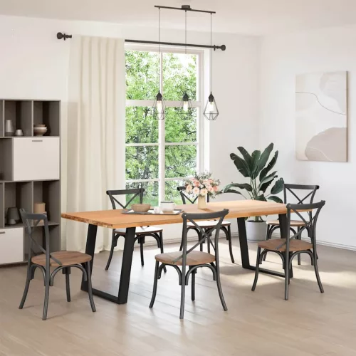 2 db U alakú étkezőasztal láb fekete 80 x (72-73) cm acél étkezőasztal láb